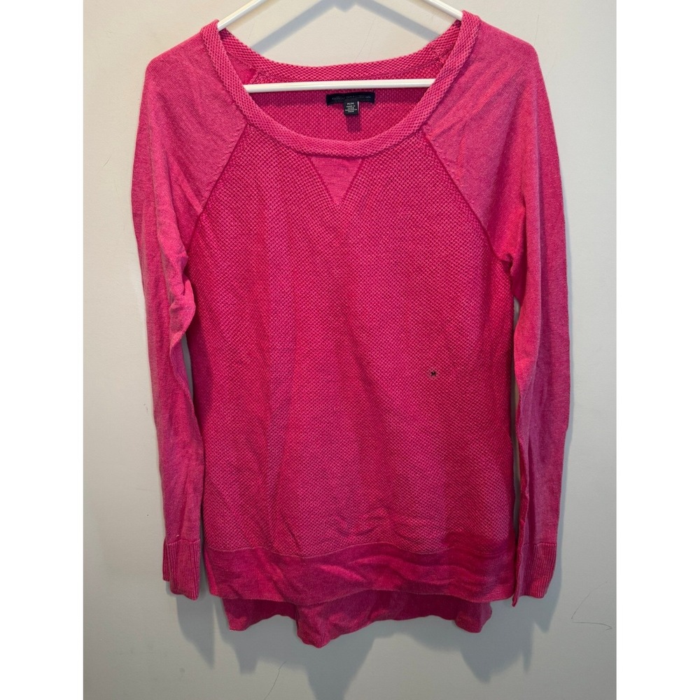American Eagle Women Pink Knit Raglan Sleeve Hi-Low Lightweight Sweater M NEW